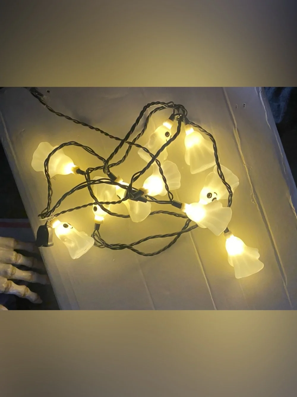 Halloween Ghost String Holiday Lights Set of 10 Blow Mold Ghost Lighted